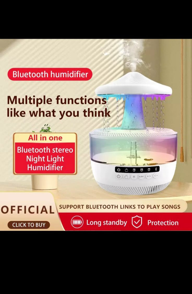 Rainfall Bluetooth Humidifier - All-in-One Stereo, Night Light, and Humidifier