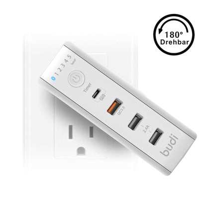 Budi 45W USB-C & USB-A 6-Port Wall Charger