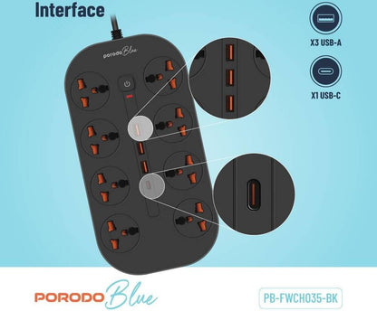 Porodo Blue 8AC FWC035 Socket