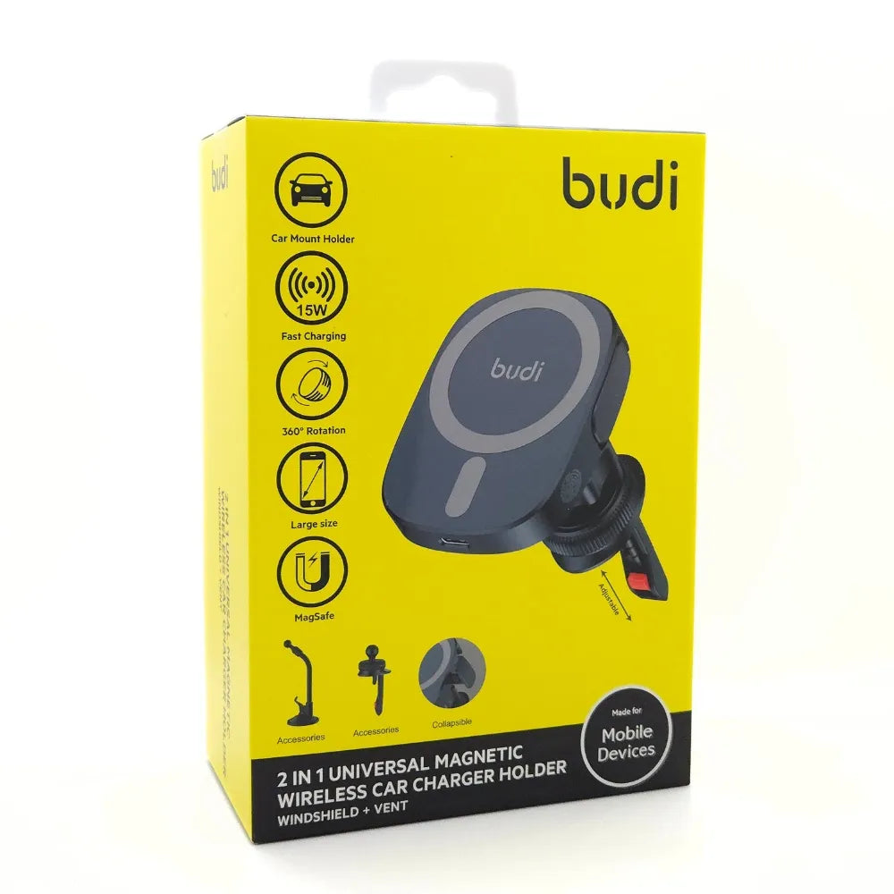 Budi 2-in-1 Wireless Car Charger Holder (Universal)
