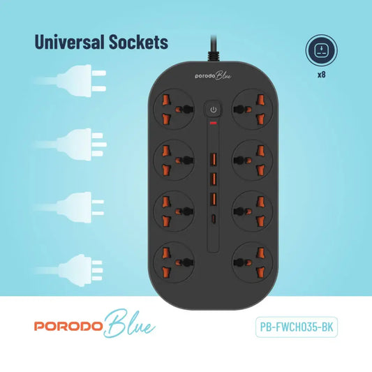 Porodo Blue 8AC FWC035 Socket