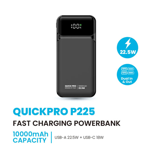 QUICKPRO P225 FAST CHARGING POWERBANK 10000mAh capacity